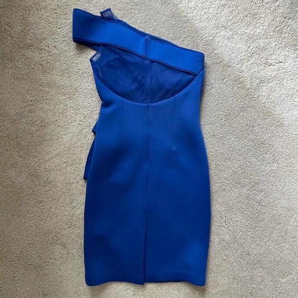 Nero by Jatin Varma One-Shoulder Bow Detail Dress, cobalt blue neoprene dress - Picture 5 of 5